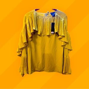 GRACIA NWT Yellow Cascading Ruffled Top